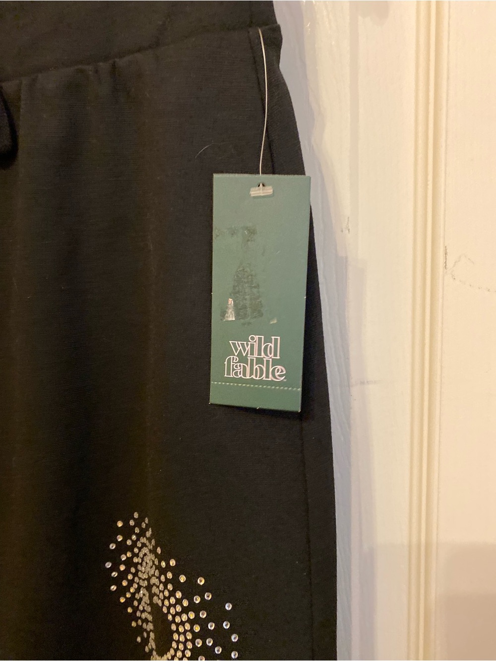 wild fable Black Midi Skirt with Silver Stud Accents